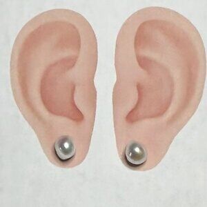 White freshwater baroque Pearl silver Stud Earrings